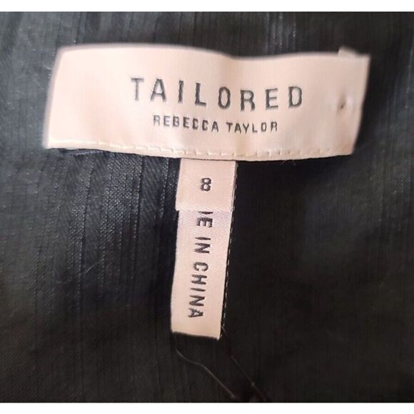 Rebecca Taylor Tailored NWT Black Dobby Stripe Tie Waist Shirt Dress Size 8 NEW - Picture 6 of 7